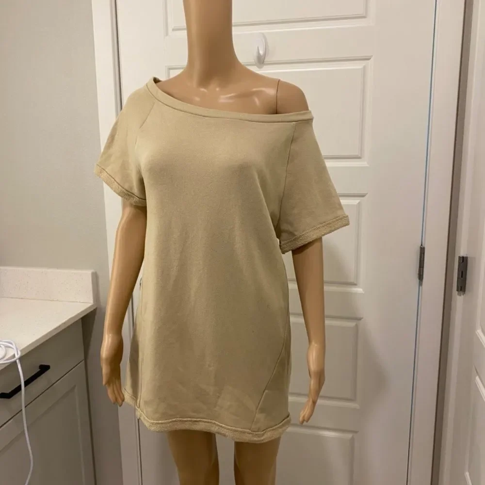 United Colors of Benetton Mini Shirt Dress. Tan. Medium - Picture 3 of 13
